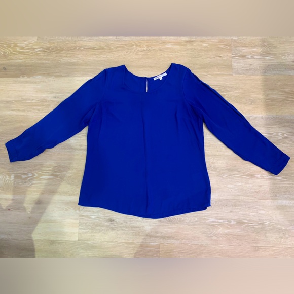 Cleo - Blue Tunic Blouse with cut outs on sleeves. Size Medium. - Picture 1 of 7